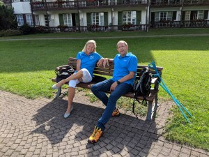 Heidi Rauch und Peter Herrchen nach dem Video-Dreh in der Medical Park-Klinik St. Hubertus in Bad Wiessee am Tegernsee.